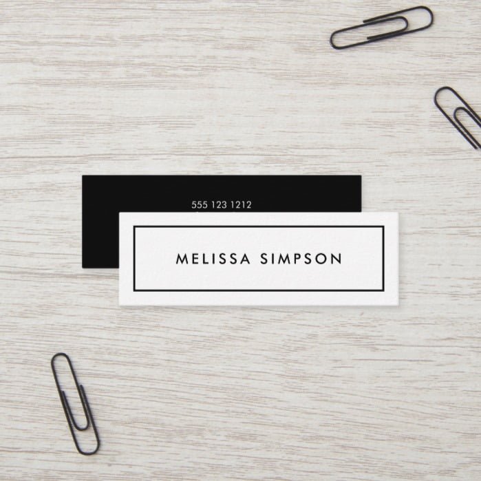 Minimalist Elegant Professional Black And White Mini Business Card