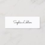 minimalist elegant simple plain white mini business card