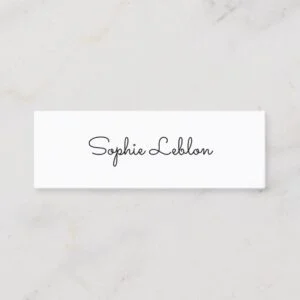 minimalist elegant simple plain white mini business card