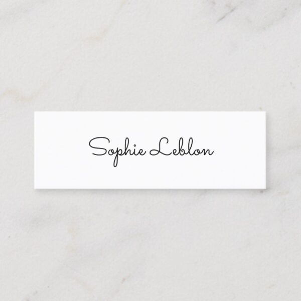 minimalist elegant simple plain white mini business card
