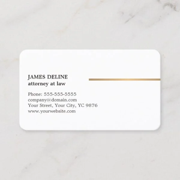 Minimalist Elegant White Copper Line Attorney Business Card
