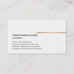 Minimalist Elegant White Faux Copper Line Attorney Business Card