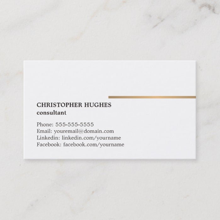 Minimalist Elegant White Faux Copper Line Attorney Business Card