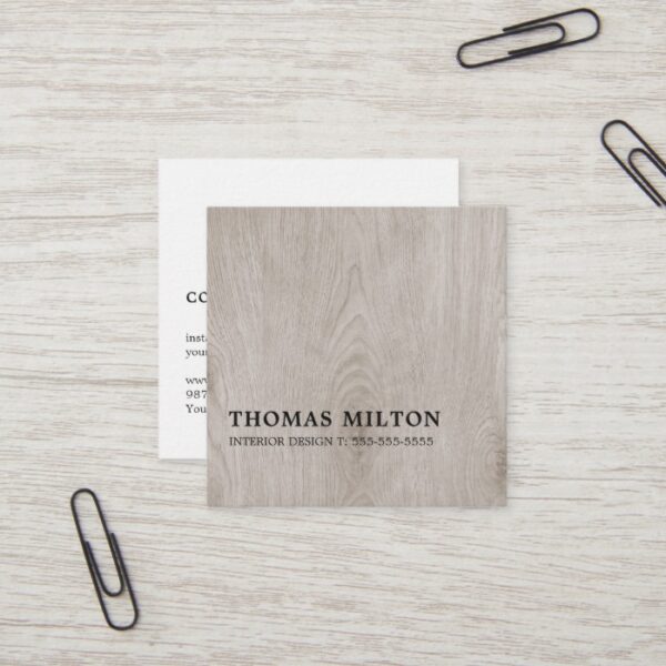 Minimalist Elegant Wooden Interior Design Square Business Card
