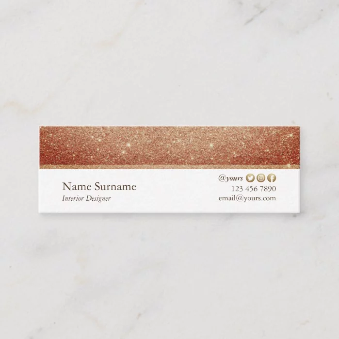 Minimalist Glitter Designer Mini Business Card