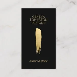 Minimalist Gold Brushstroke Designer Logo Business Card