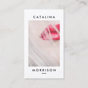 Minimalist Makeup Artist Red Lips Photo Business Card
