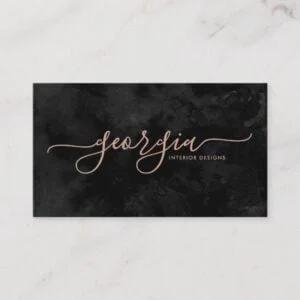 Minimalist Modern Black & Rose Gold Signature Business Card