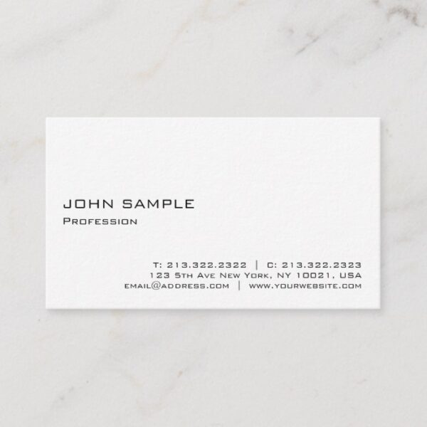 Minimalist Modern Elegant Professional White Business Card