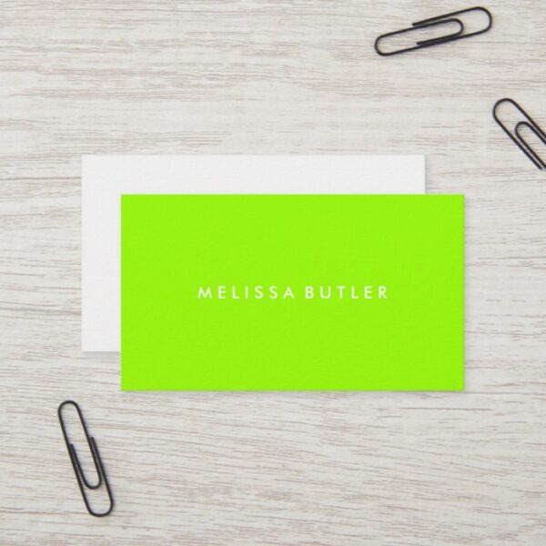 Minimalist Professional Lime Green Business Card