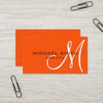 Minimalist Professional Tangelo Monogram Business Card