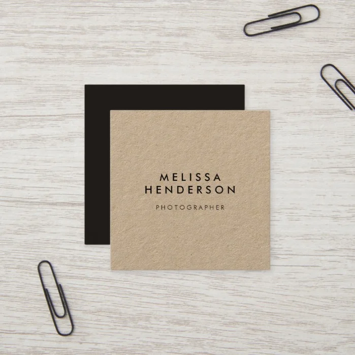 Minimalist Rustic Kraft Professional Square Business Card