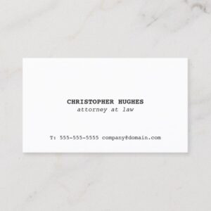 Minimalist Simple Elegant White Attorney at law Business Card