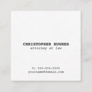 Minimalist Simple Elegant White Attorney at law Square Business Card