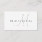 Minimalist Stylish Gray Monogram Business Card