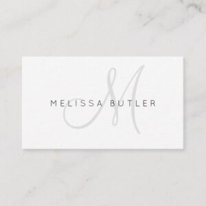 Minimalist Stylish Gray Monogram Business Card