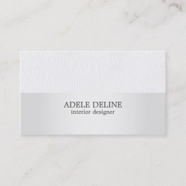 Minimalist Texture Grey Silver Interior Designer Business Card