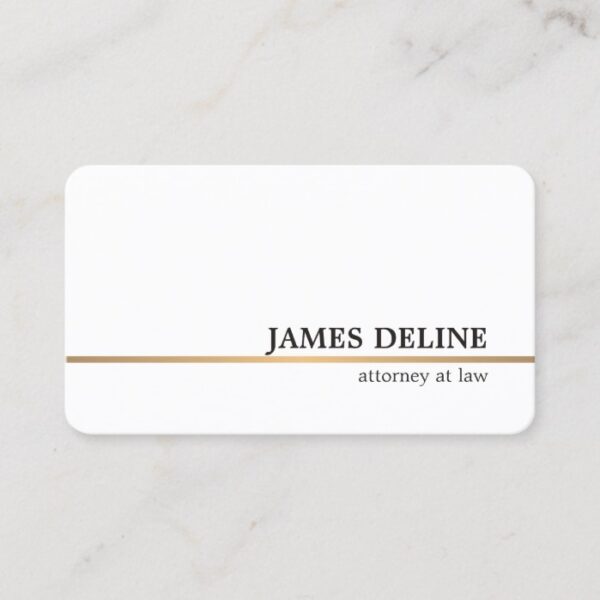 Minimalist White Copper Line Attorney Business Card