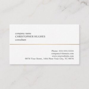 Minimalist White Faux Copper Line Consultant Business Card