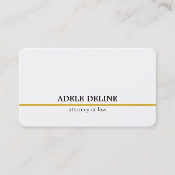 Minimalist White Gold Line Attorney Business Card