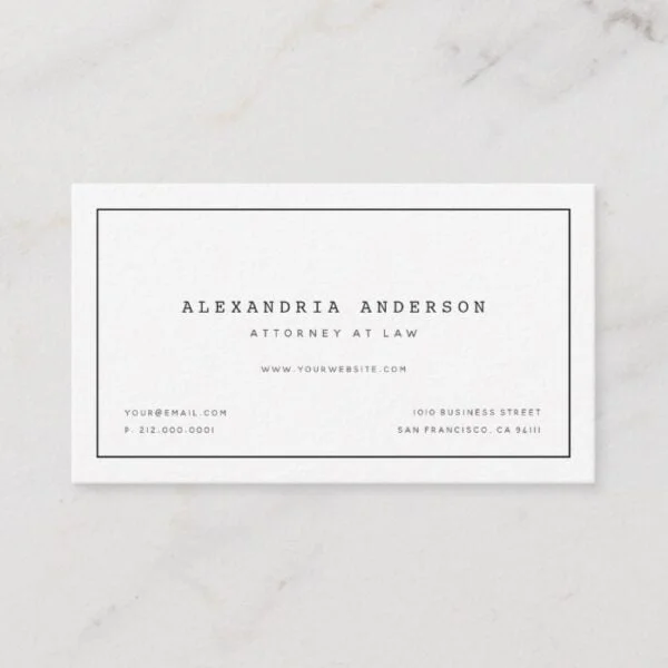 Minimalist White Lawyer Professional Business Card