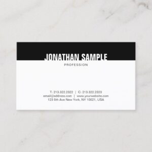 Minimalistic Black And White Elegant Trendy Plain Business Card