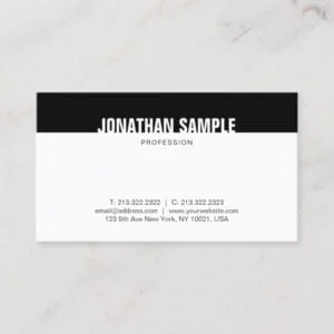 Minimalistic Black And White Elegant Trendy Plain Business Card