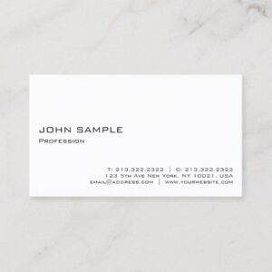 Minimalistic Modern Elegant Professional White Business Card