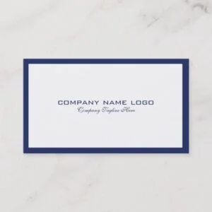 Minimalistic Navy-Blue Border On White Business Card