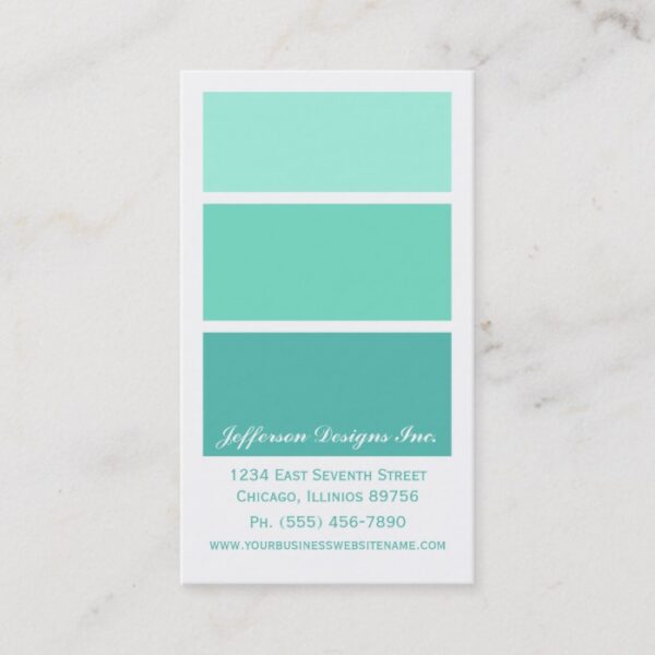 Mint Green Paint Chips Business Cards