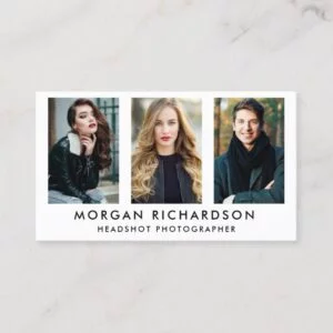 Modern 3 Photo Photographer Wht Business Card