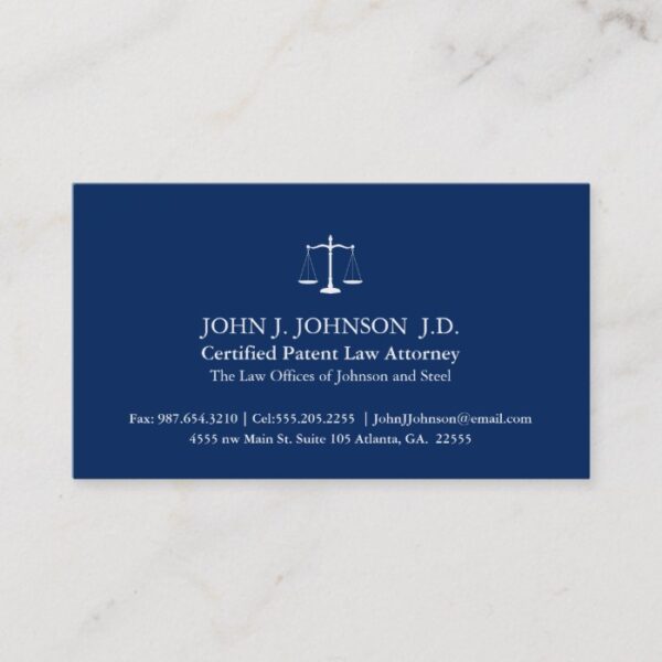 Modern and Minimal Solid Navy Attorney Business Card