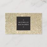 MODERN and SIMPLE BLACK BOX on GOLD GLITTER Business Card