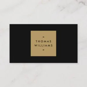 MODERN and SIMPLE GOLD BOX LOGO on BLACK Business Card