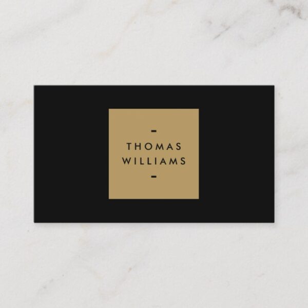 MODERN and SIMPLE GOLD BOX LOGO on BLACK Business Card
