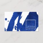 Modern Artist Abstract Blue Brushstrokes Designer Business Card