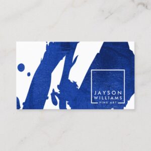 Modern Artist Abstract Blue Brushstrokes Designer Business Card