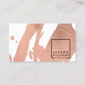 Modern Artist Abstract Faux Rose Gold Brushstrokes Business Card