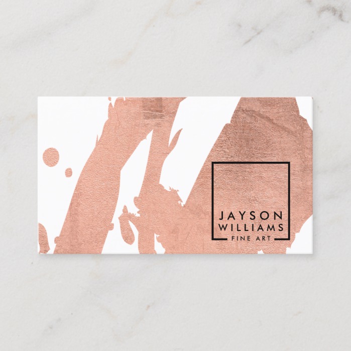 Modern Artist Abstract Faux Rose Gold Brushstrokes Business Card