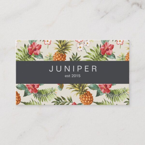 Modern Beautiful Tropical Blooms pineapple pattern Business Card