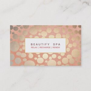 Modern Beauty Salon & Spa Faux Gold Coral Pink Business Card