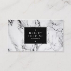 Modern Black & Gray Marble Jewelry Designer Business Card