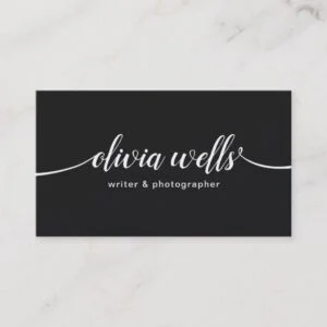 Modern Black Handwritten Script Calligraphy Business Card