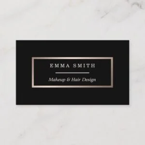 Modern Black Rose Gold Minimalist Business Card