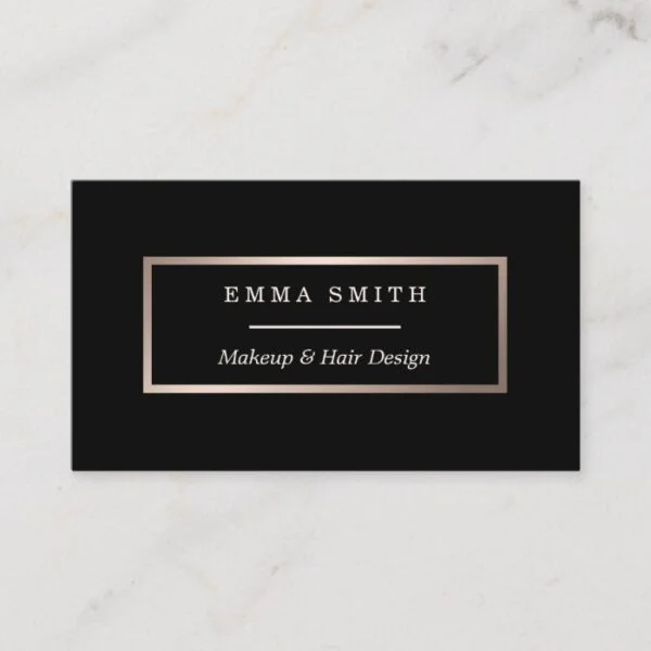 Modern Black Rose Gold Minimalist Business Card