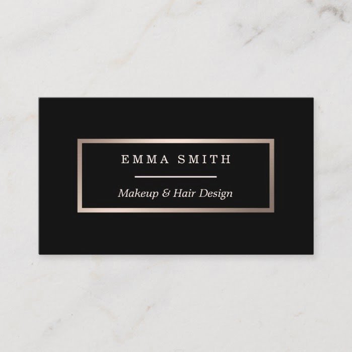 Modern Black Rose Gold Minimalist Business Card