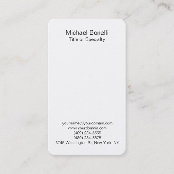 Modern Black & White Elegant Plain Professional Business Card