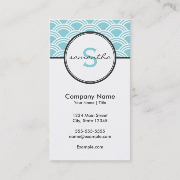 Modern Blue and White Business Card