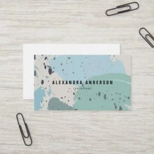 Modern Blue Gray Brush Strokes Business Card