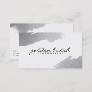 Modern bold white chic faux silver foil elegant business card